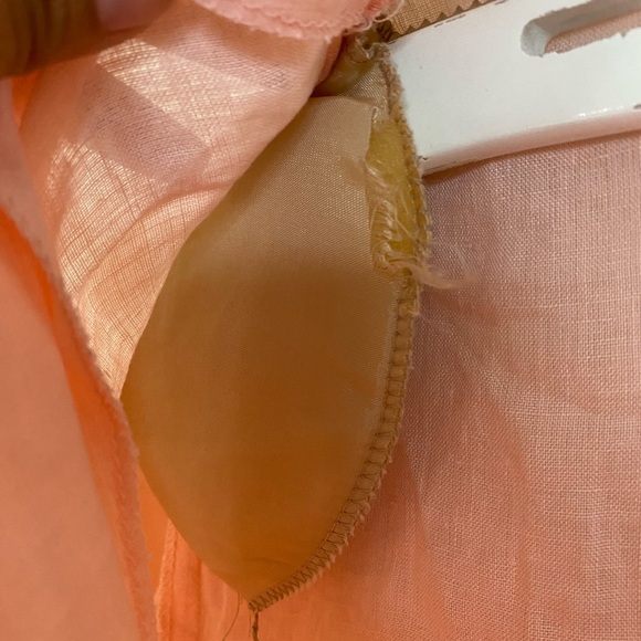 Vintage Peach Pink Linen Button-Up Women's Top - Picture 9 of 10